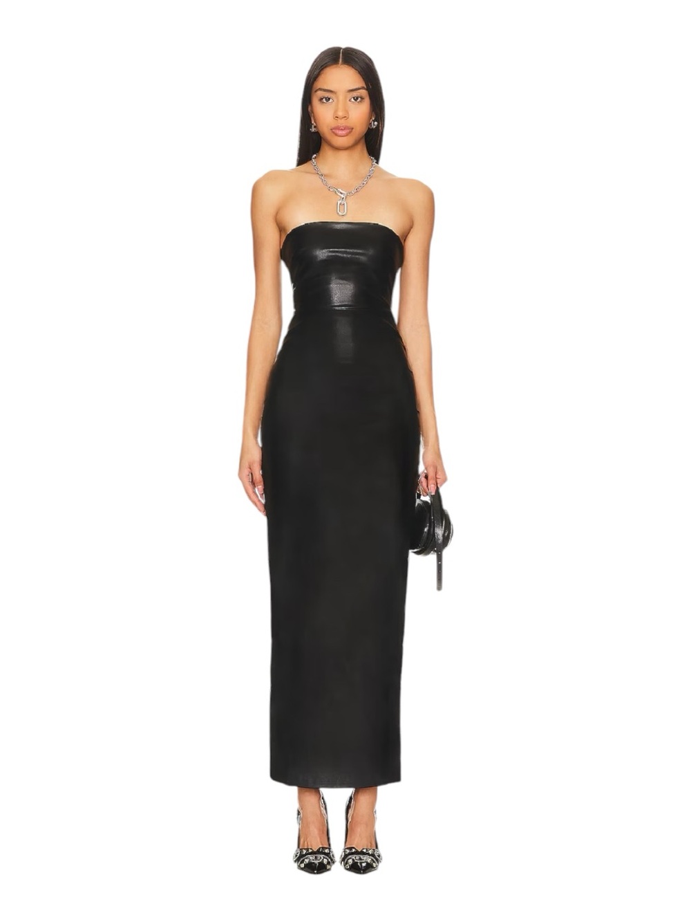 Superdown Alexandra Faux Leather Maxi Dress Back Size Small NWOT